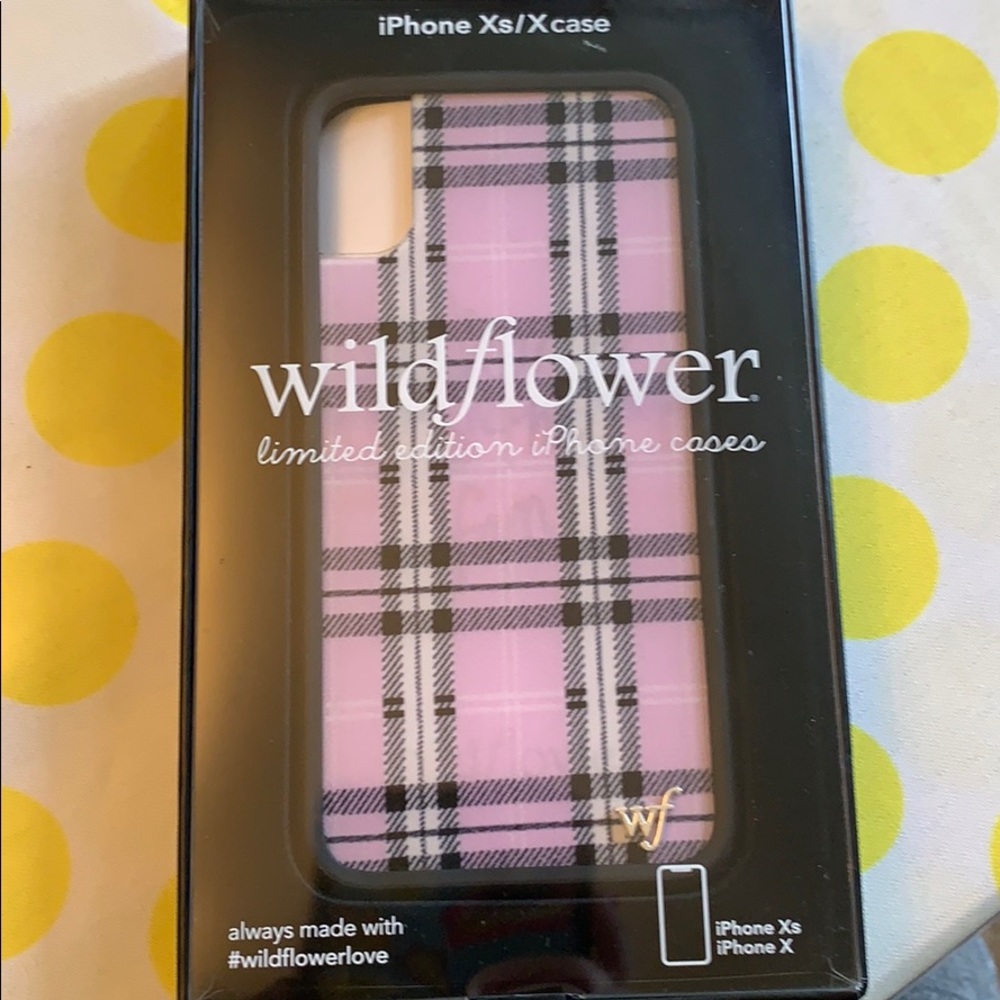 purple plaid wildflower iphone x/xs case